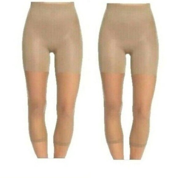 Two Spanx Womens Footless Higher Power Capri Nude Sheer Size G Not High Waist - Picture 1 of 10